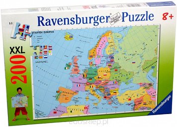 Puzzle 200 Elementów XXL Polityczna Mapa Europy Ravensburger