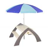 Drewniany stół piknikowy z parasolem Delta